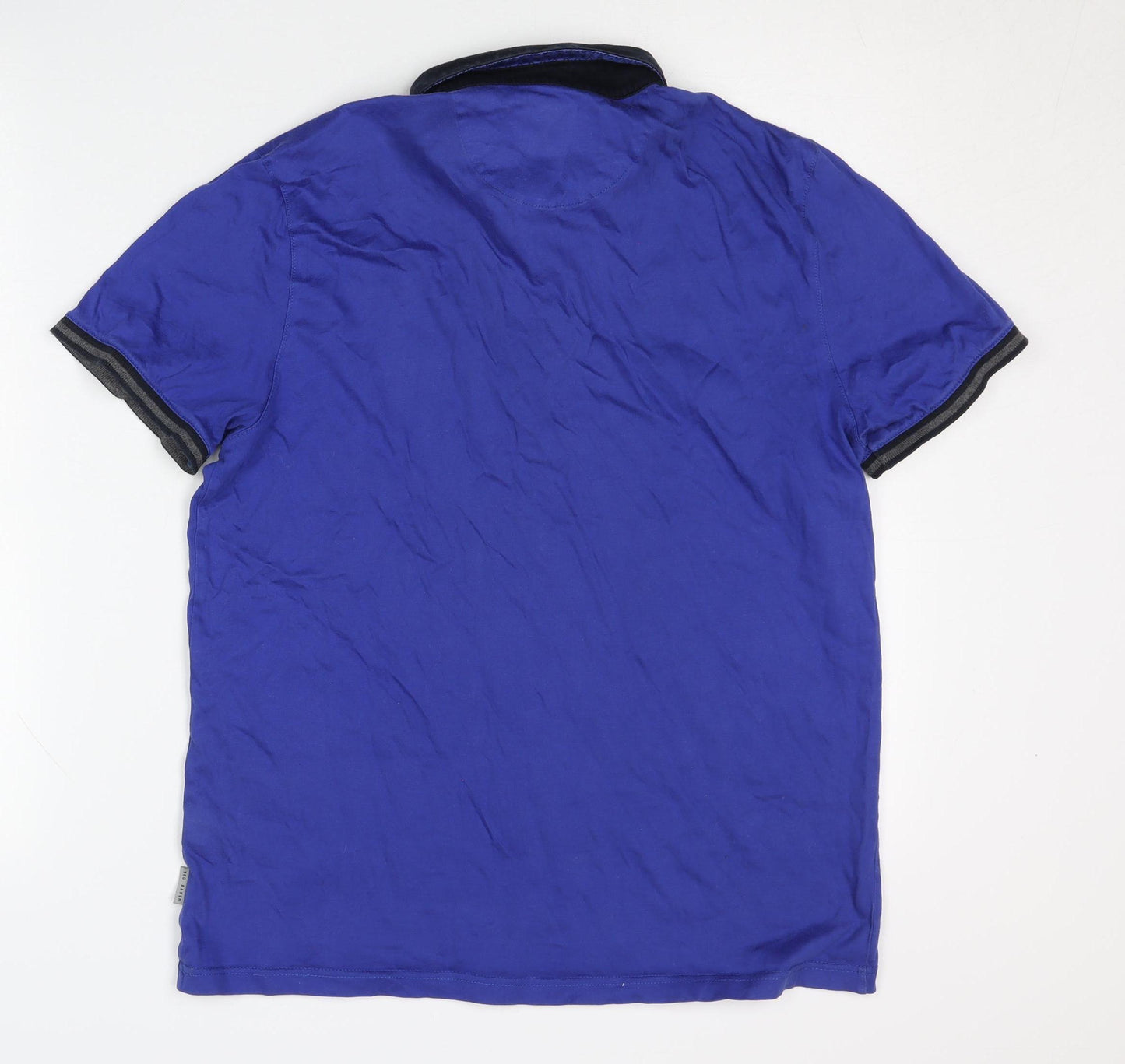 Ted Baker Men's Medium Blue Polo Shirt, Button-Down Collar