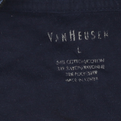 Van Heusen Men's Blue Polo - Size L, Short Sleeve