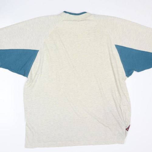 Puma Men's Beige Blue Colourblock T-Shirt L