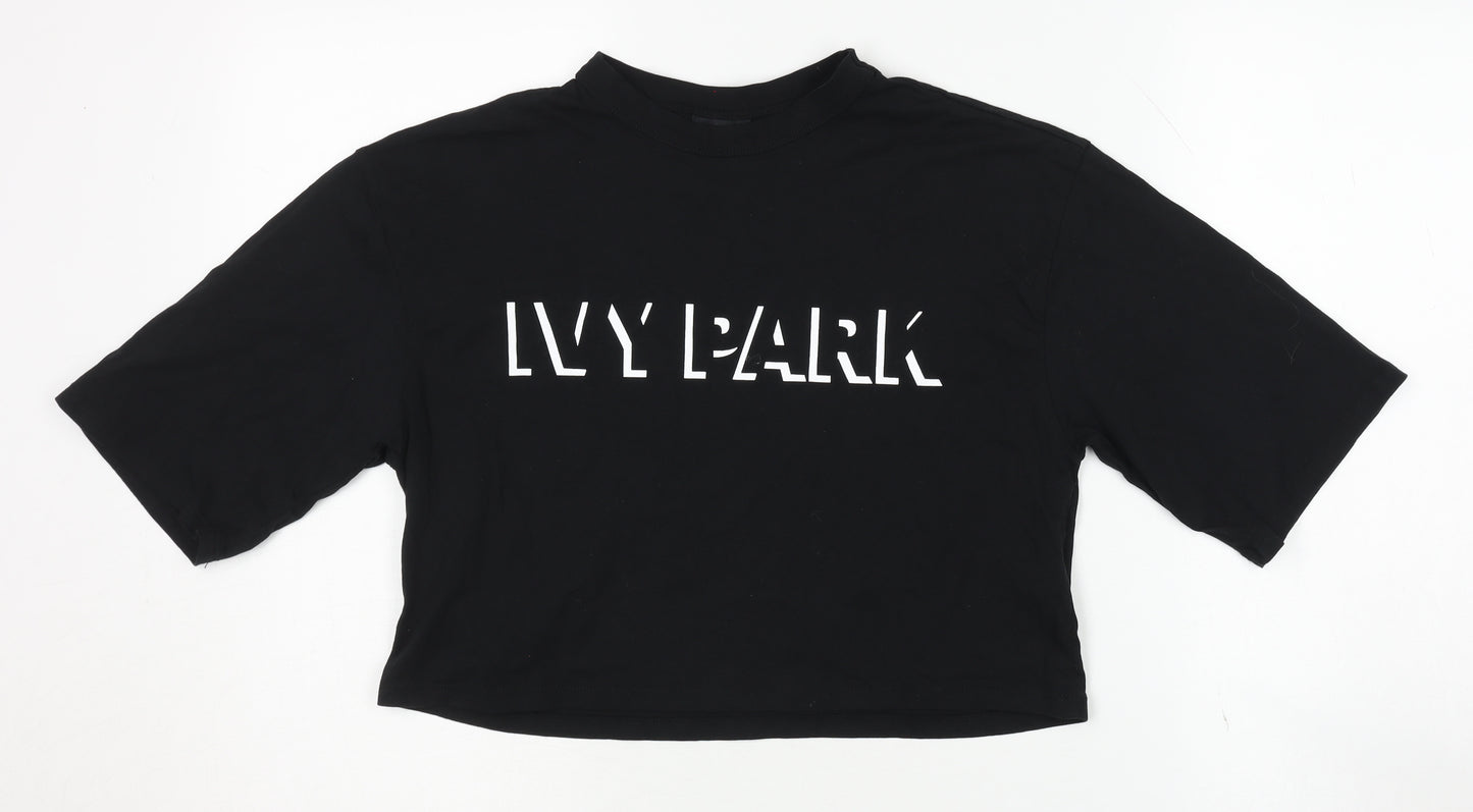 Ivy Park Women's Black Cropped T-Shirt XS
