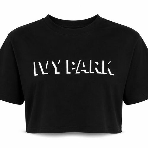 Ivy Park Women's Black Cropped T-Shirt XS