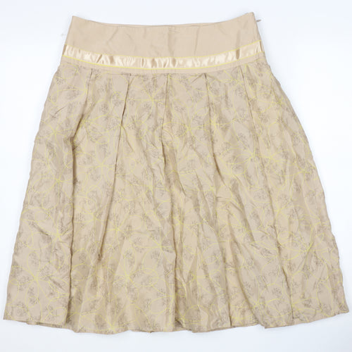 InWear Women's Beige Floral Pleated Skirt Size 8