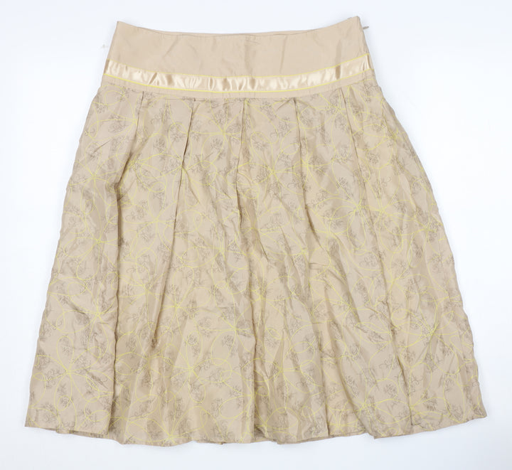 InWear Women's Beige Floral Pleated Skirt Size 8