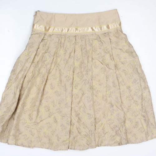 InWear Women's Beige Floral Pleated Skirt Size 8