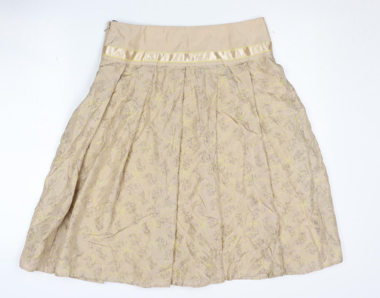 InWear Women's Beige Floral Pleated Skirt Size 8