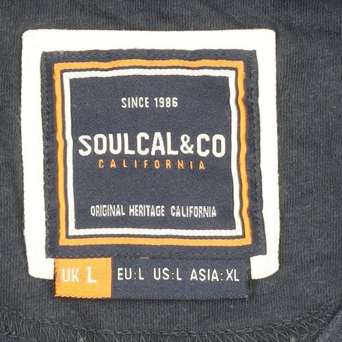 SoulCal & Co Men's Blue Graphic T-Shirt - Size L