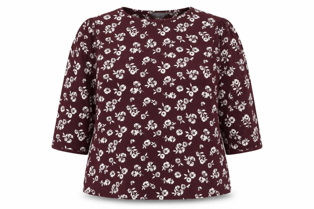 Front view of Principles Women's Red Floral Blouse, size 18