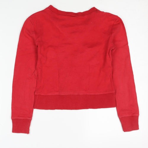 Diesel Girls Red V-Neck Logo Sweatshirt Size M