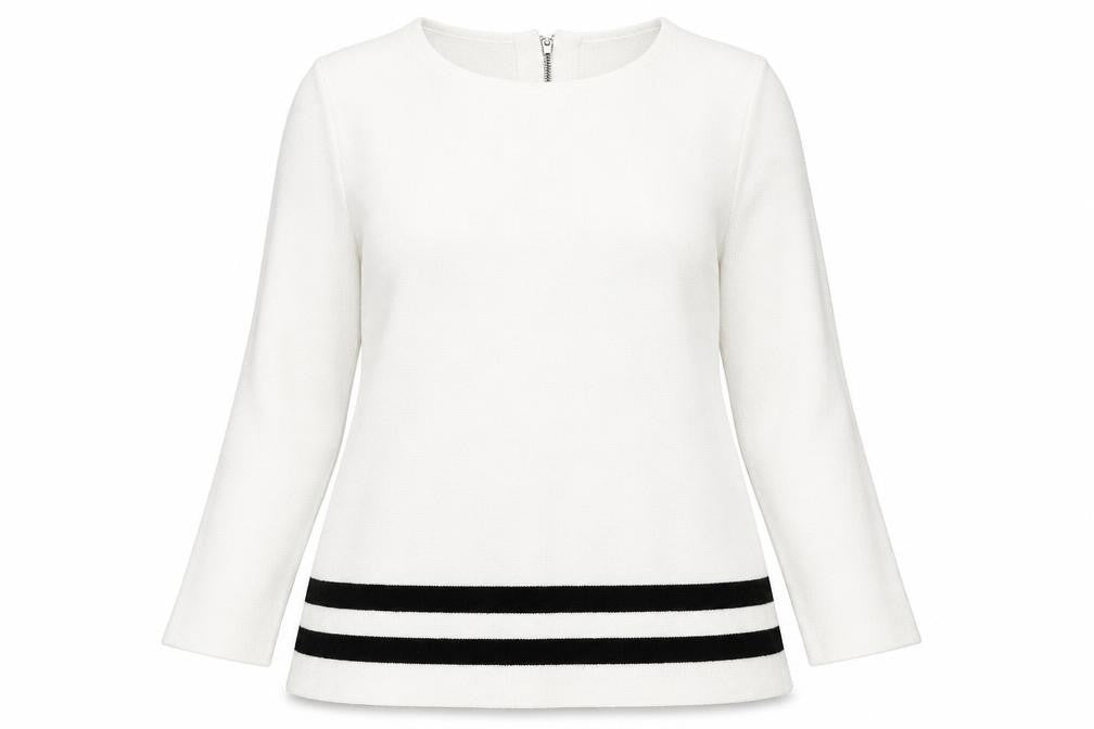 Front view of Great Plains Women's White Jumper, size 10, with Zip Detail