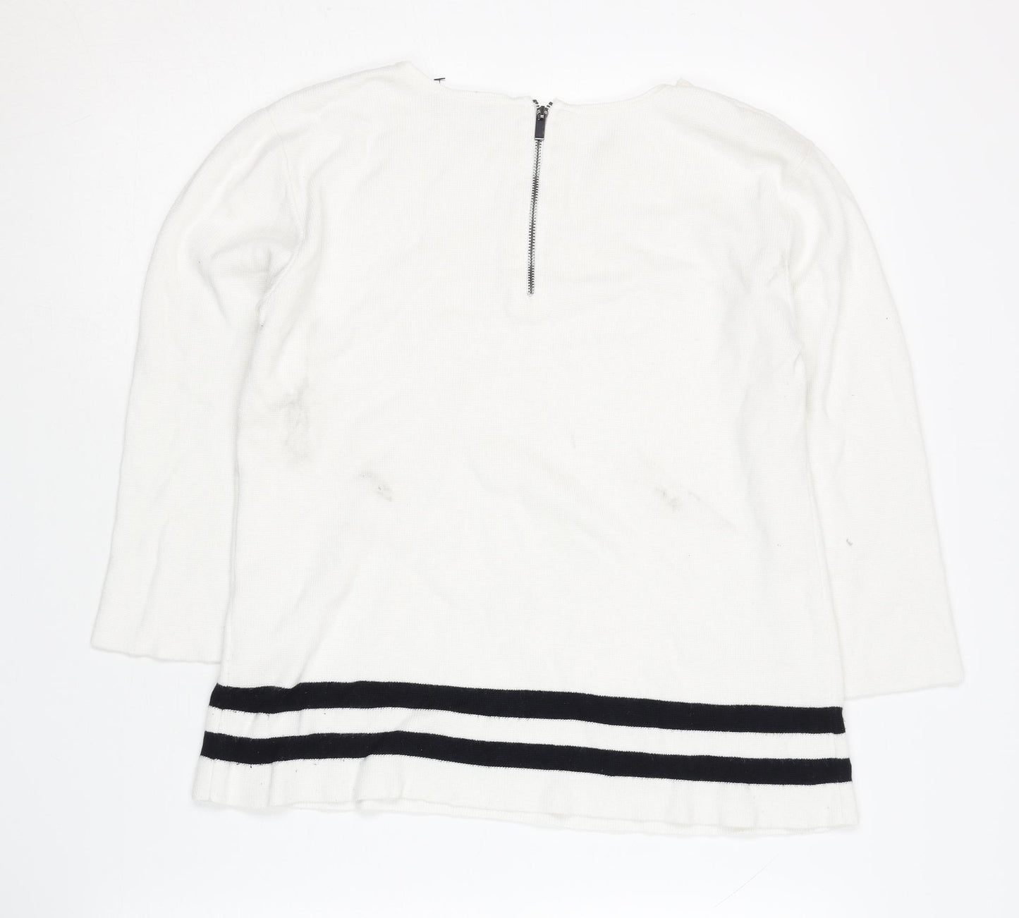 Great Plains Women's White Jumper Size 10 with Zip Detail