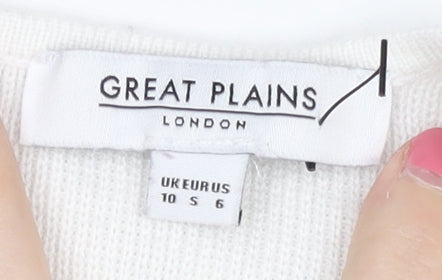 Great Plains Women's White Jumper Size 10 with Zip Detail