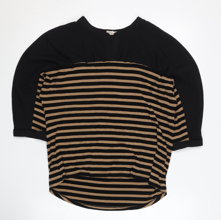 Phase Eight Women's Striped Top UK 10 Black Beige