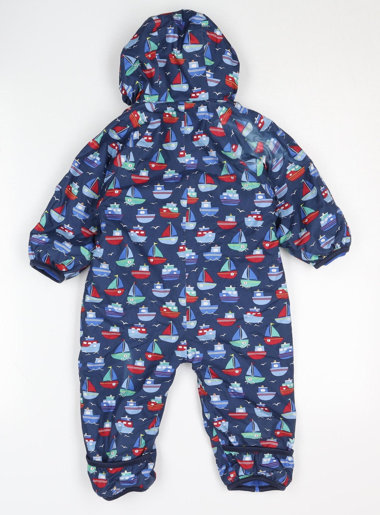 JoJo Maman Bébé Unisex Blue Snowsuit 9-12 Months Hooded Waterproof
