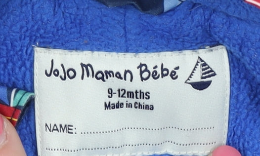 JoJo Maman Bébé Unisex Blue Snowsuit 9-12 Months Hooded Waterproof