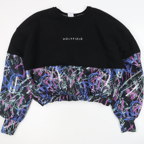 Holyfield Girls Sweatshirt Black Multicoloured Pullover 14-15 Years