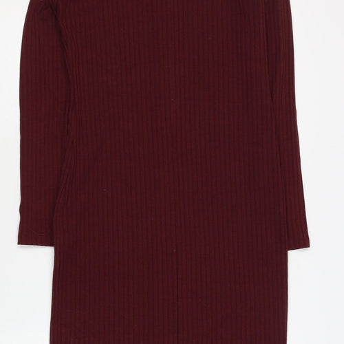 Brave Soul Red Jersey Dress Women M Scoop Neck Button