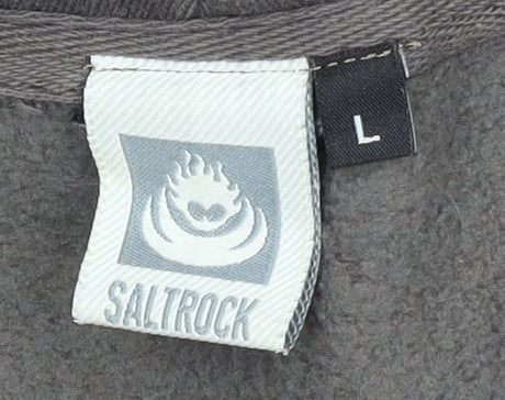 Saltrock Men's Grey Pullover Hoodie L Logo Fleece