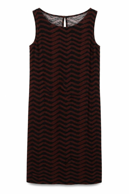 Front view of Marks & Spencer Women's Brown Chevron Shift Dress