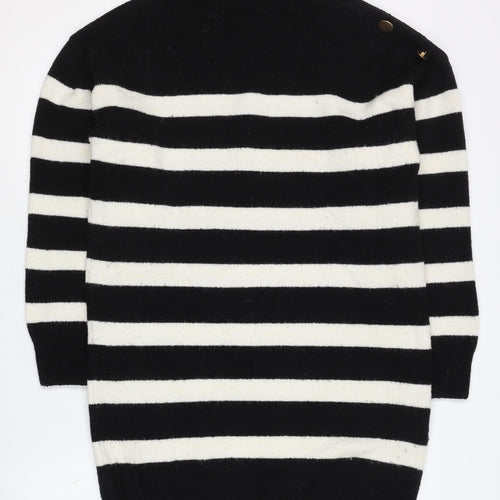 New Look Women's Black Striped Pullover Jumper - Small