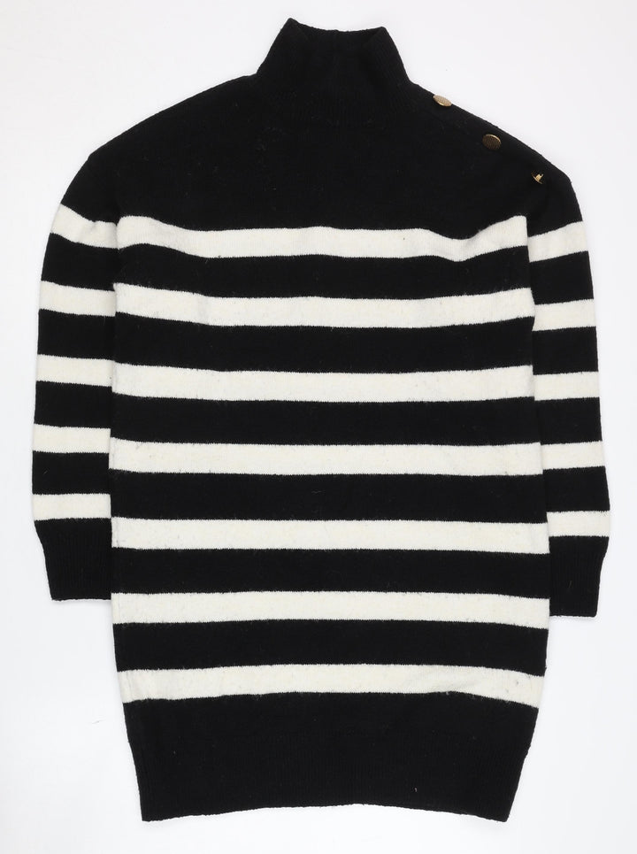 New Look Women's Black Striped Pullover Jumper - Small