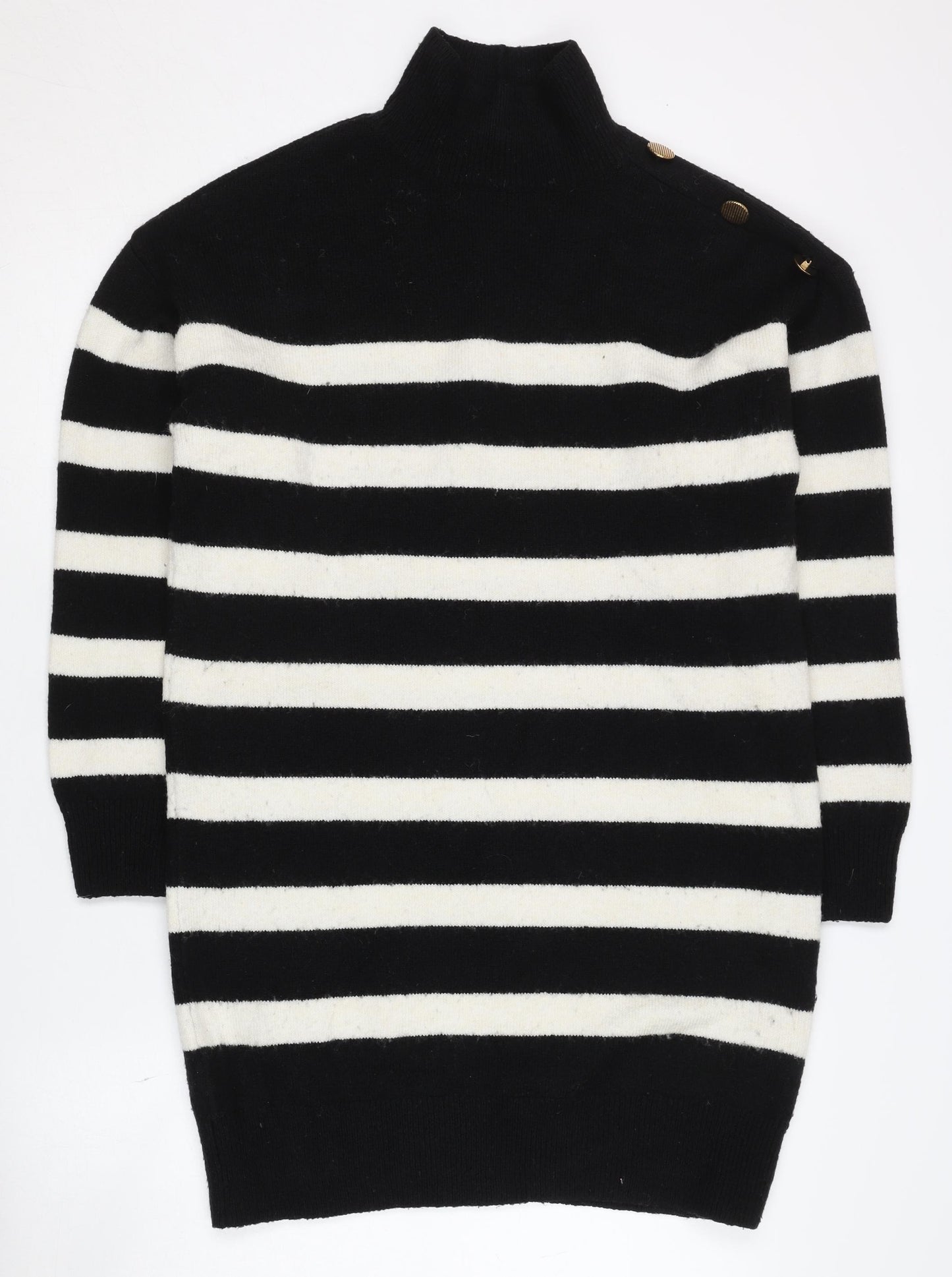 New Look Women's Black Striped Pullover Jumper - Small