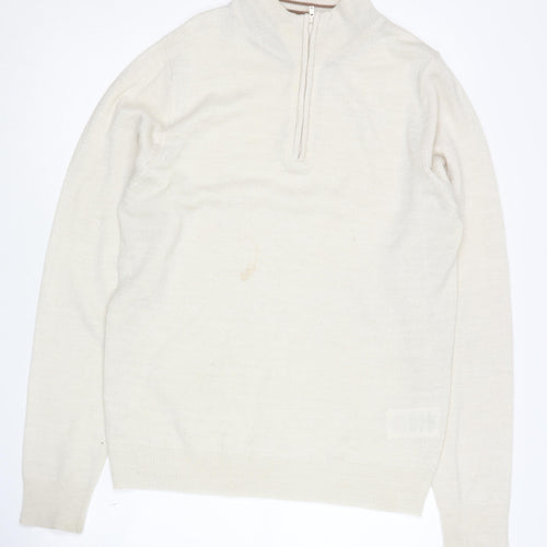 Threadbare Men’s Ivory Medium 1/2 Zip Jumper