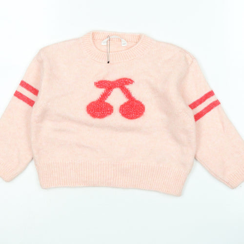 Marks and Spencer Girls Pink Pullover Jumper, 3-4 Years