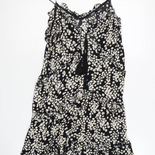 Zara Women's Black Floral XS Slip Dress