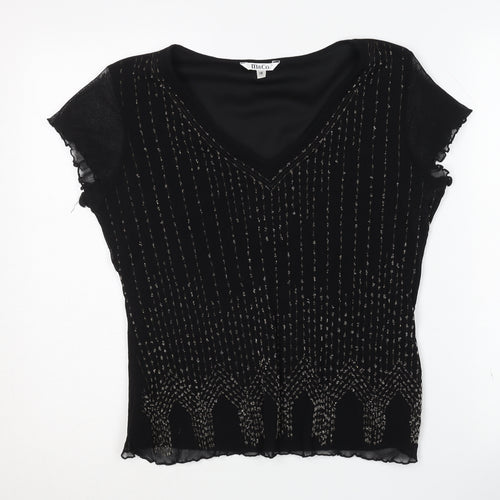 M&Co Black Women’s V-Neck Blouse Size 18