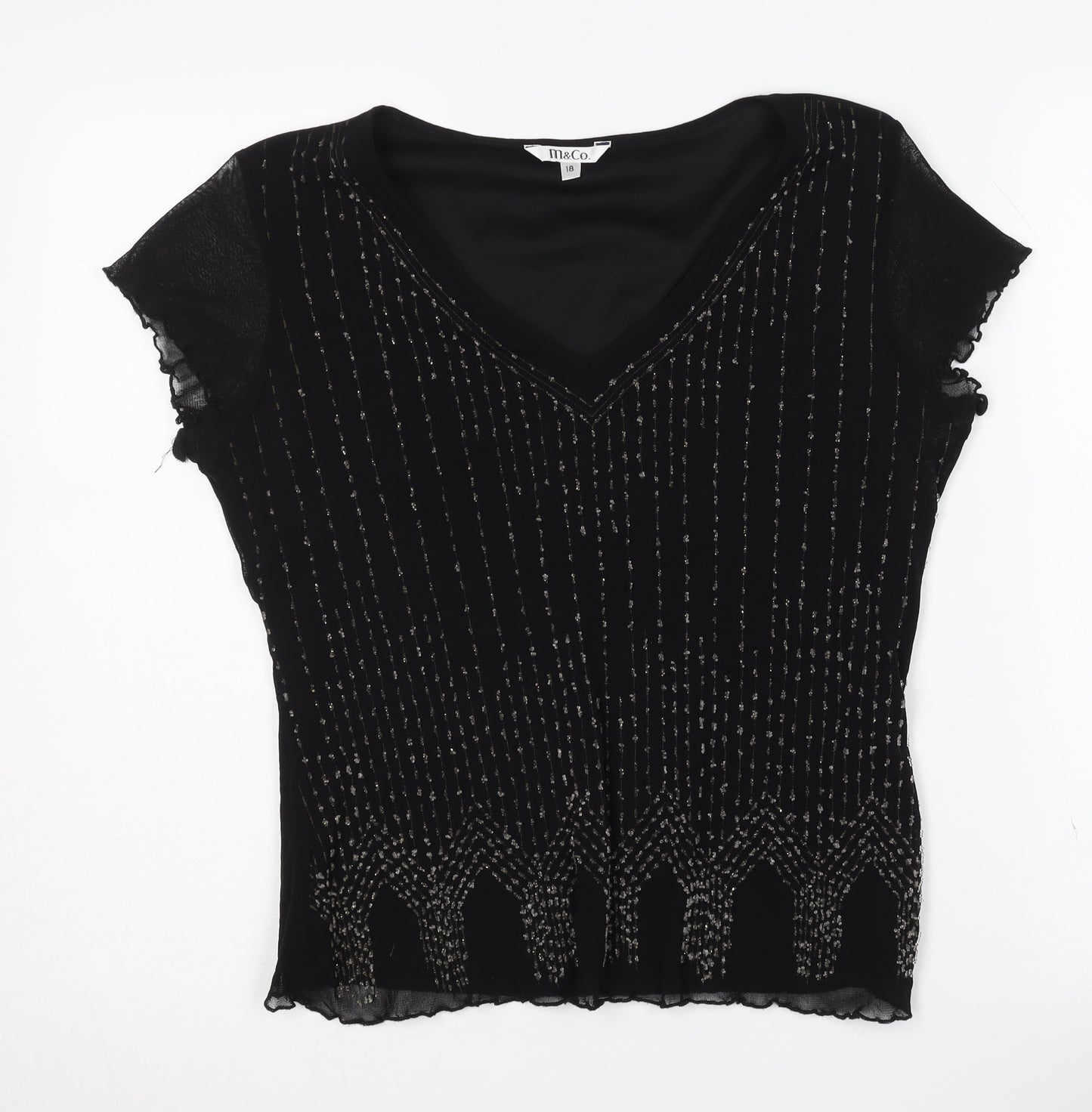 M&Co Black Women’s V-Neck Blouse Size 18