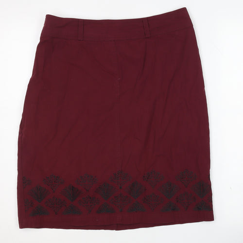 District Women's Red Embroidered Cotton Skirt Size 14