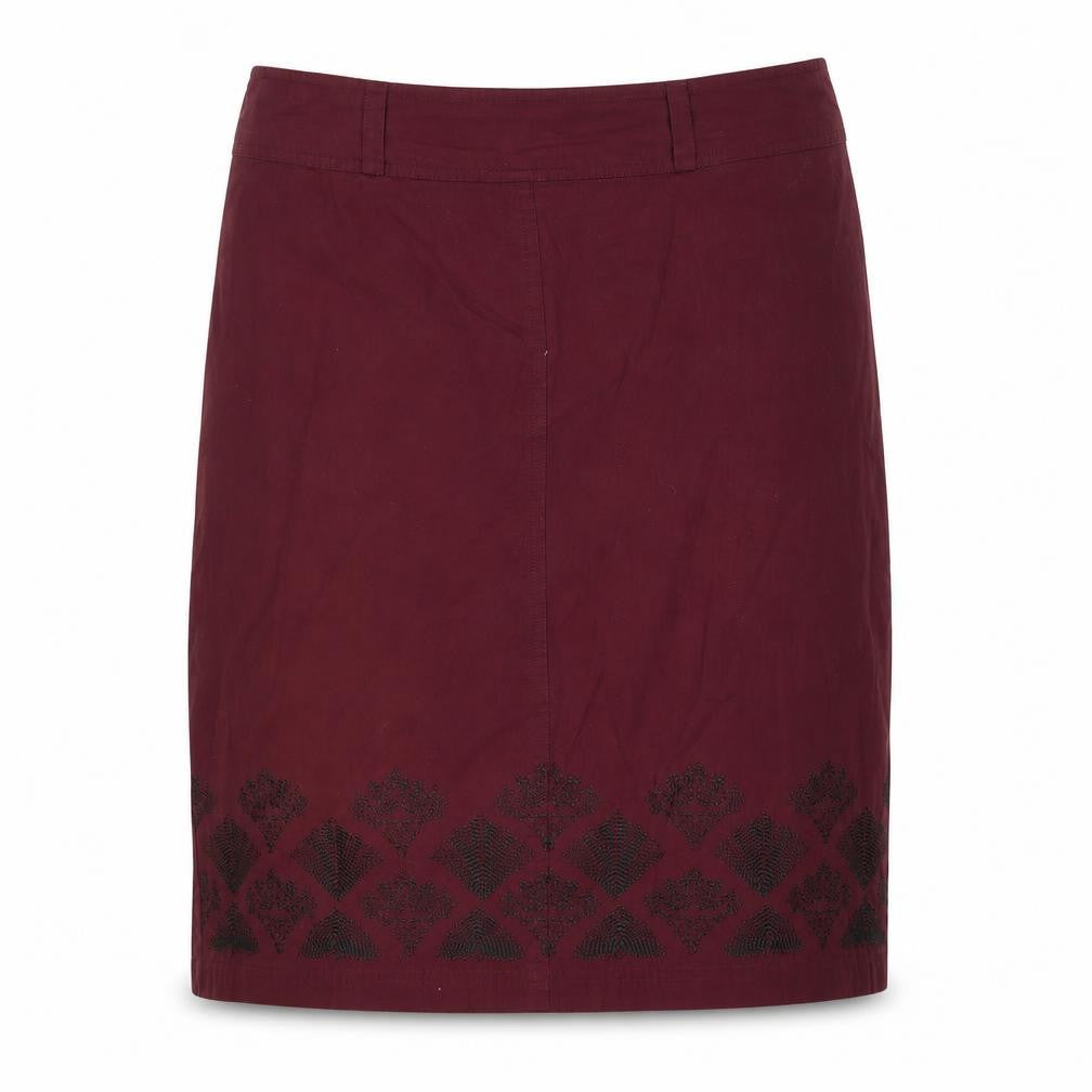 Front view of District Women's Red Embroidered Cotton Skirt, size 14