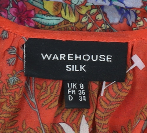 Warehouse Women's Multicoloured Silk Blouse UK 8
