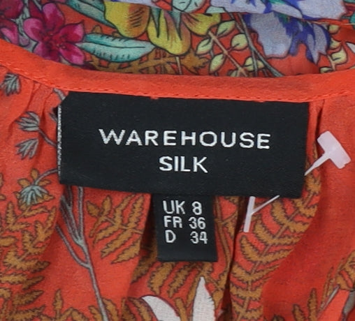 Warehouse Women's Multicoloured Silk Blouse UK 8