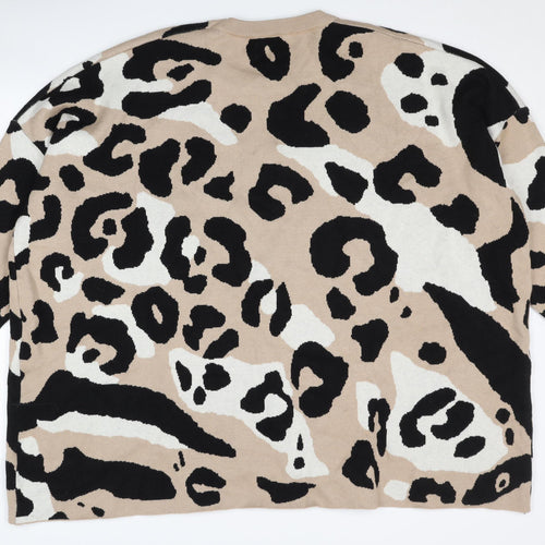 QED London Women's Beige Animal Print Pullover Jumper
