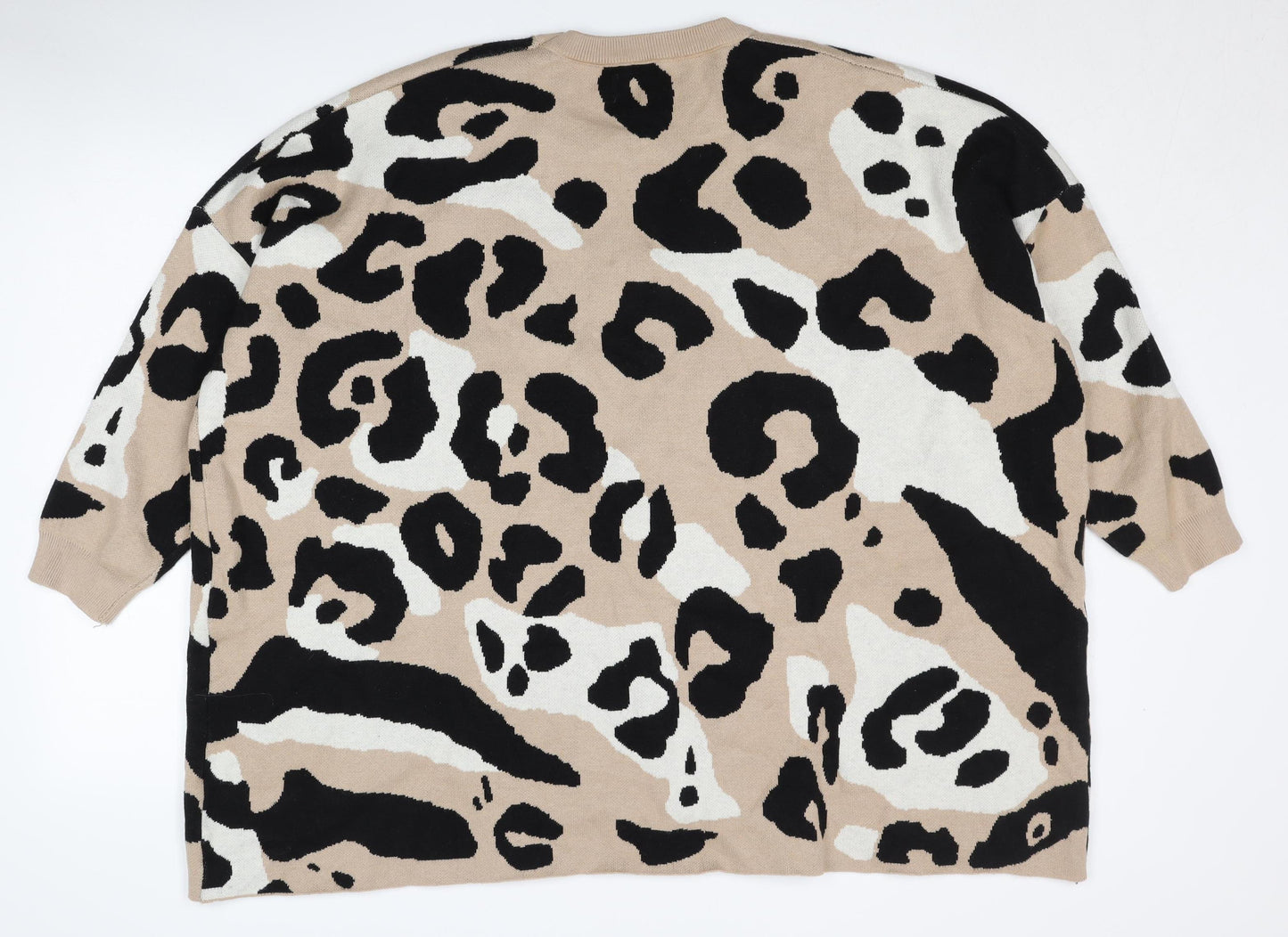 QED London Women's Beige Animal Print Pullover Jumper