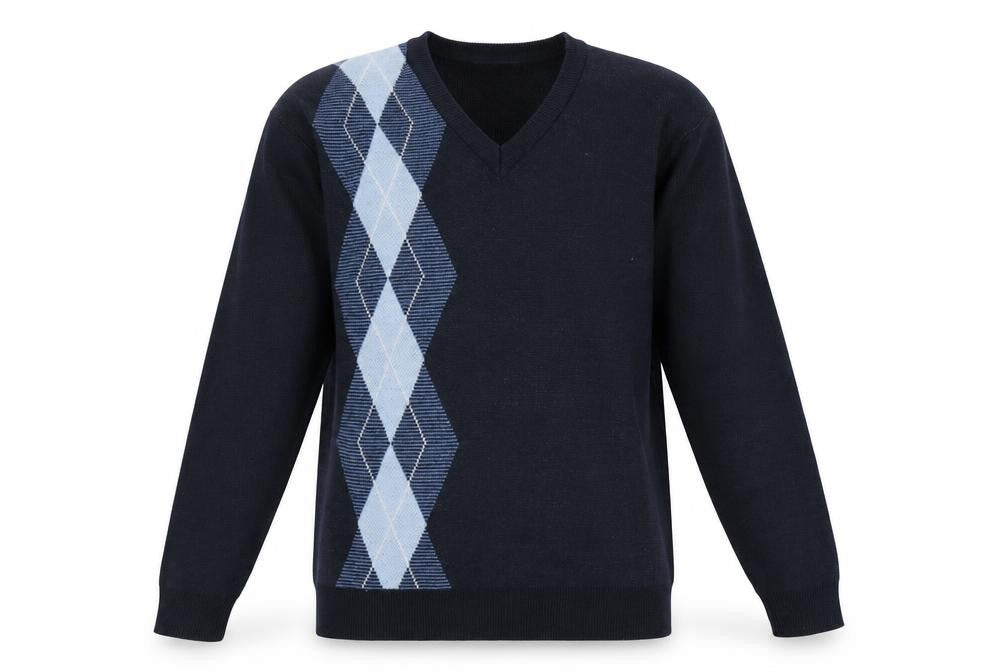 Front view of Tootal Men's Blue Argyle V-Neck jumper L