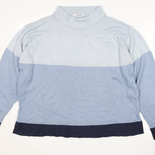 Damart Women's Blue Mock Neck Jumper Size L
