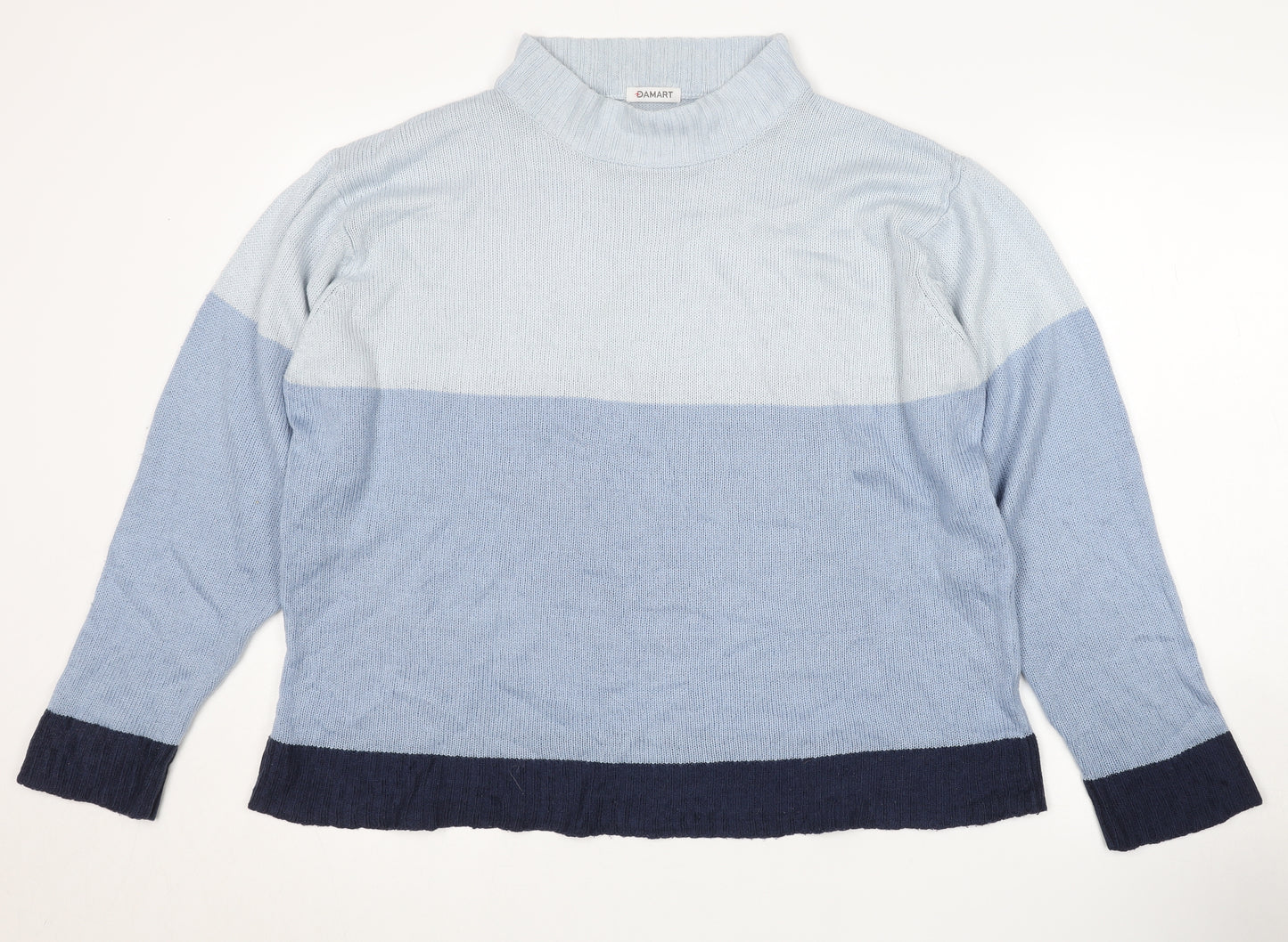 Damart Women's Blue Mock Neck Jumper Size L
