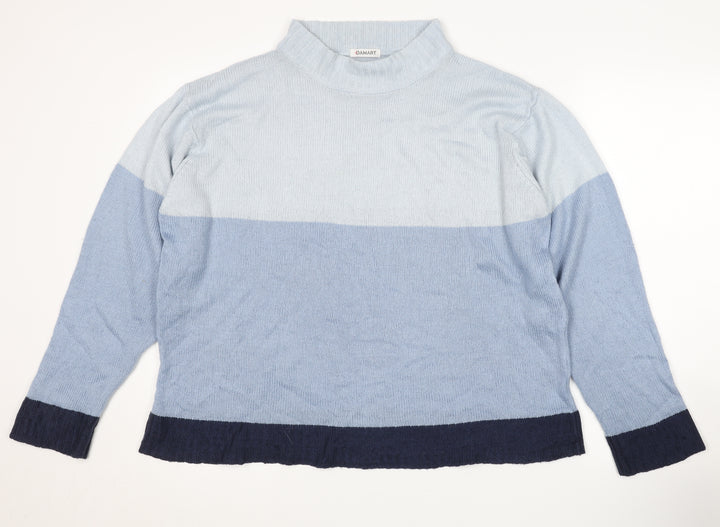 Damart Women's Blue Mock Neck Jumper Size L