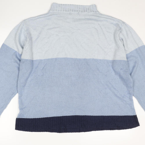 Damart Women's Blue Mock Neck Jumper Size L