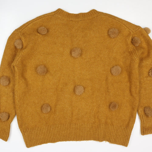 Zara Women's Brown Pullover Jumper, Size S, Knit, Crew Neck