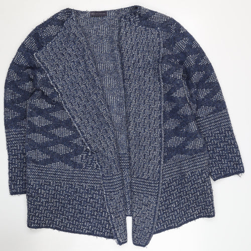 Marks and Spencer Women's Blue Open Front Cardigan, Size L, Geometric