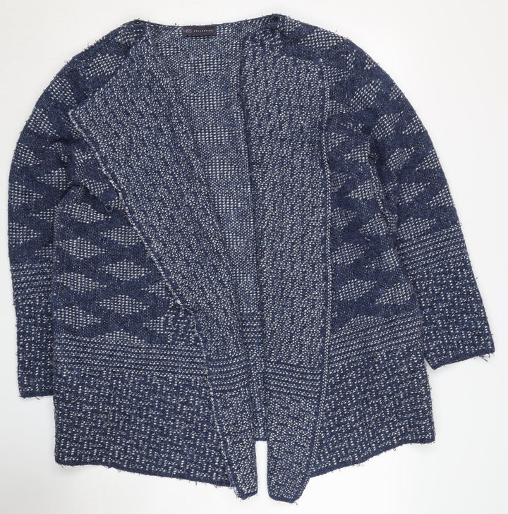 Marks and Spencer Women's Blue Open Front Cardigan, Size L, Geometric