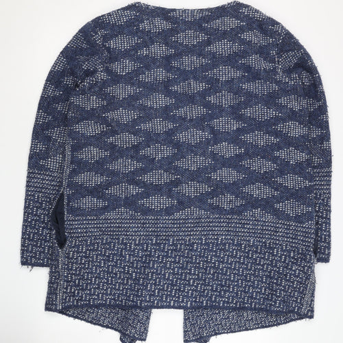 Marks and Spencer Women's Blue Open Front Cardigan, Size L, Geometric