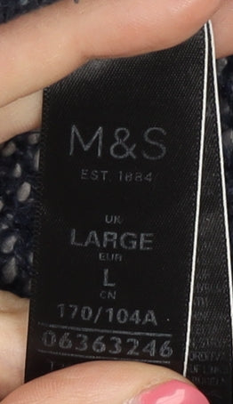 Marks and Spencer Women's Blue Open Front Cardigan, Size L, Geometric