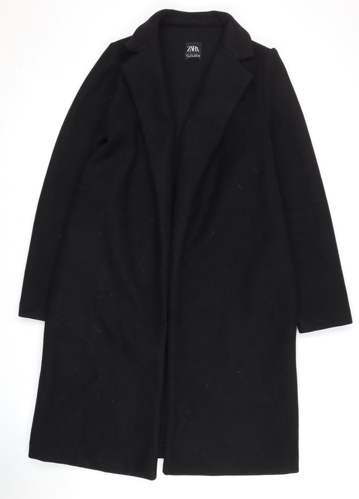 Zara Women's Black Overcoat, Size S, Elegant Autumn Wear
