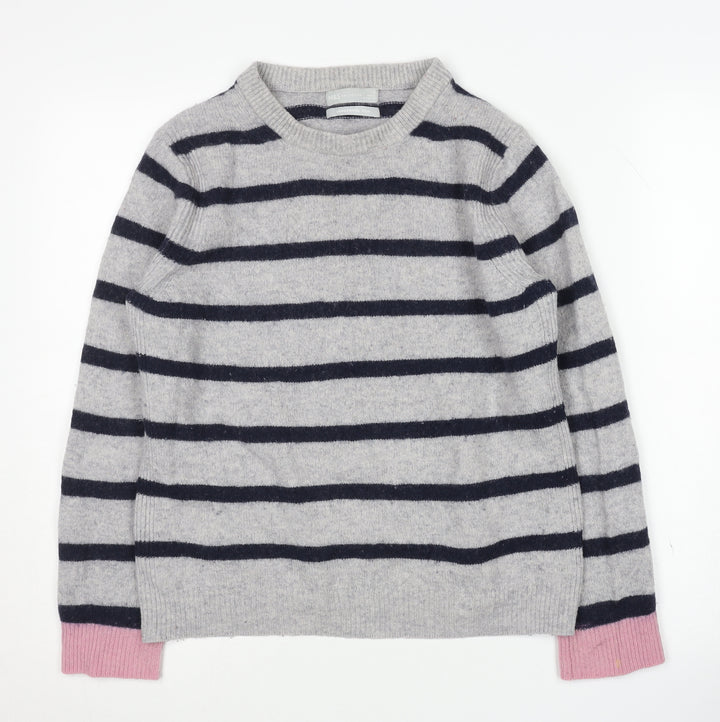 Marks and Spencer Women's Grey Striped Pullover Jumper
