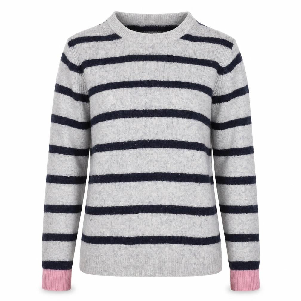 Marks & Spencer Women's Grey Striped Pullover Jumper
