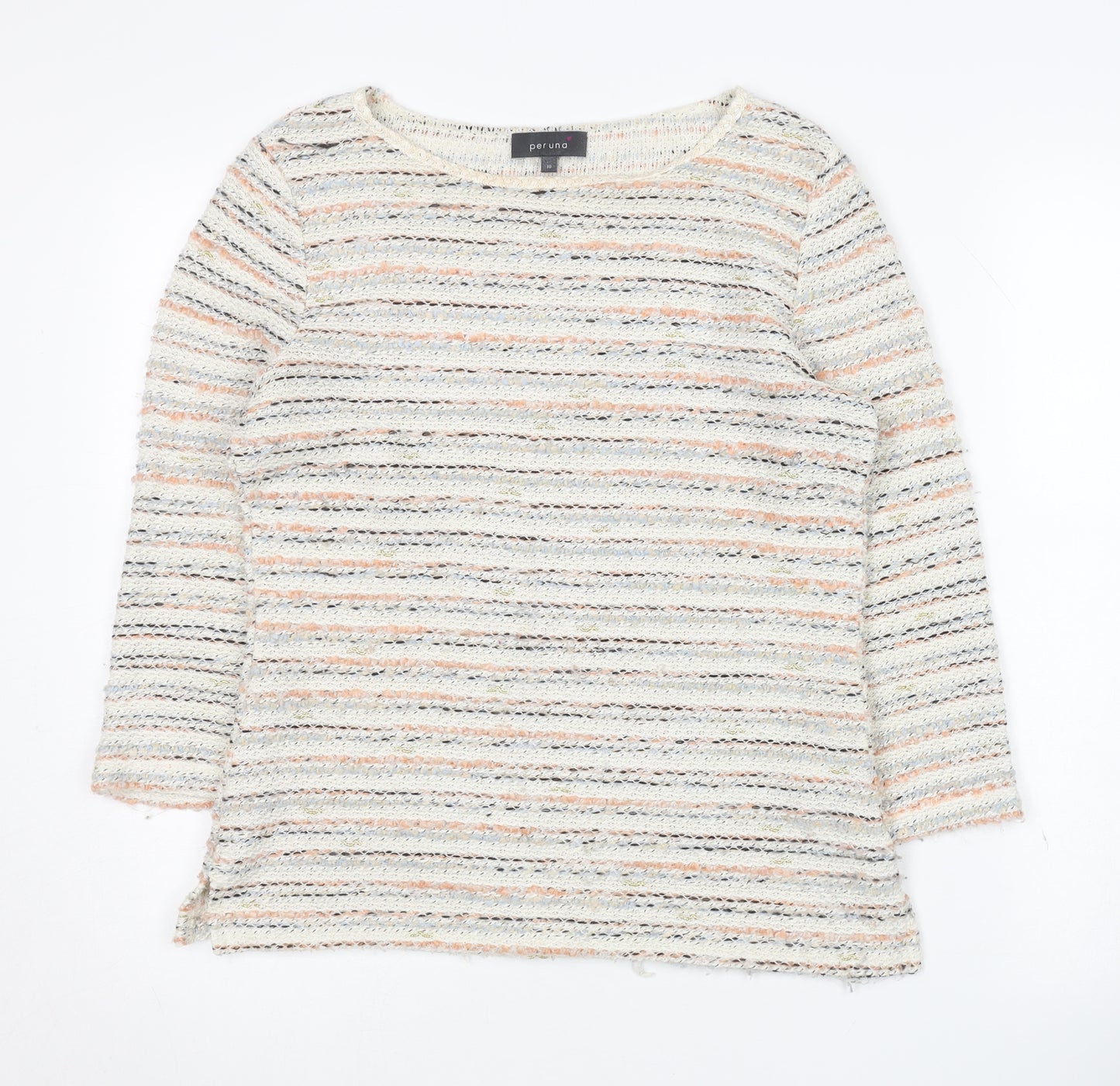 Marks and Spencer Women's Multicoloured Boat Neck Pullover - Size 10